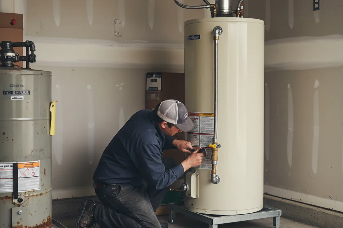 Water heater and shutoff valve replacement in Drake